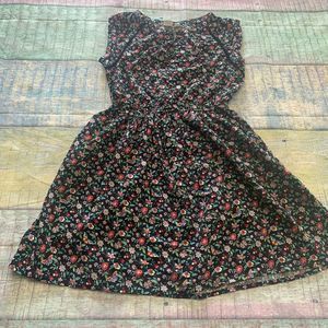 gap kids floral black cotton dress for girls sz 10